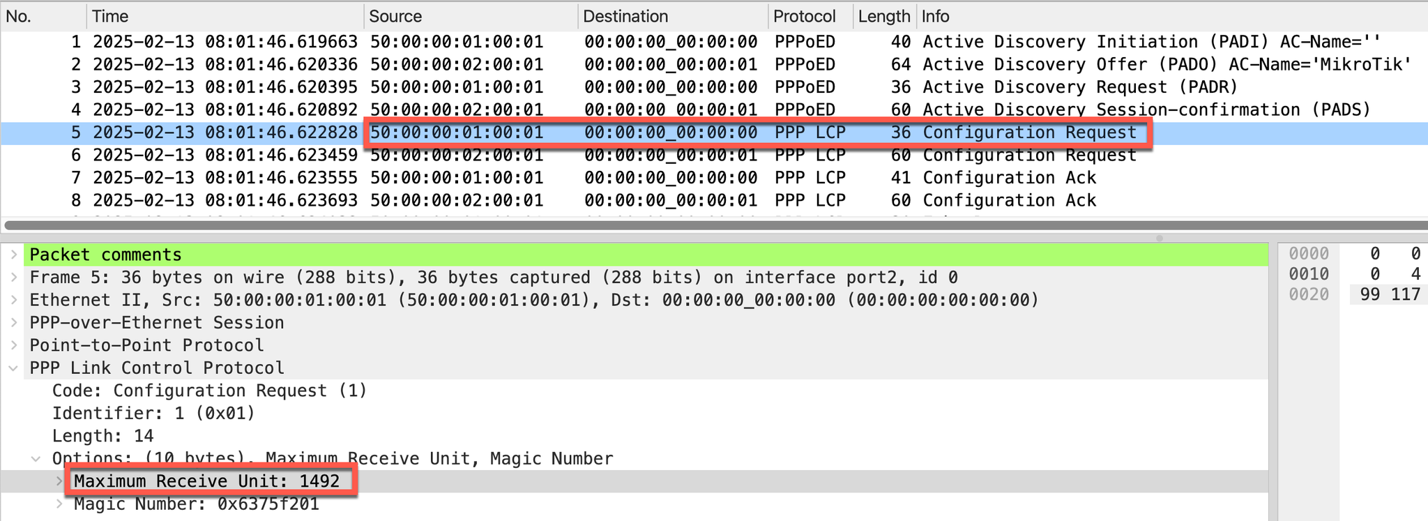 FortiGate 在 LCP Configuration Request 中通告 MRU 1492